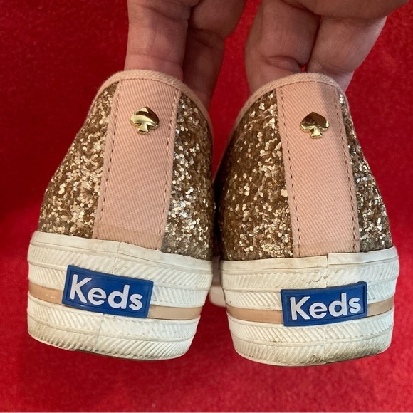 KEDS x KATE SPADE Sz 8.5 Slip On Sparkly Gold Colour Way Rubber Sole Loafer - Picture 7 of 9